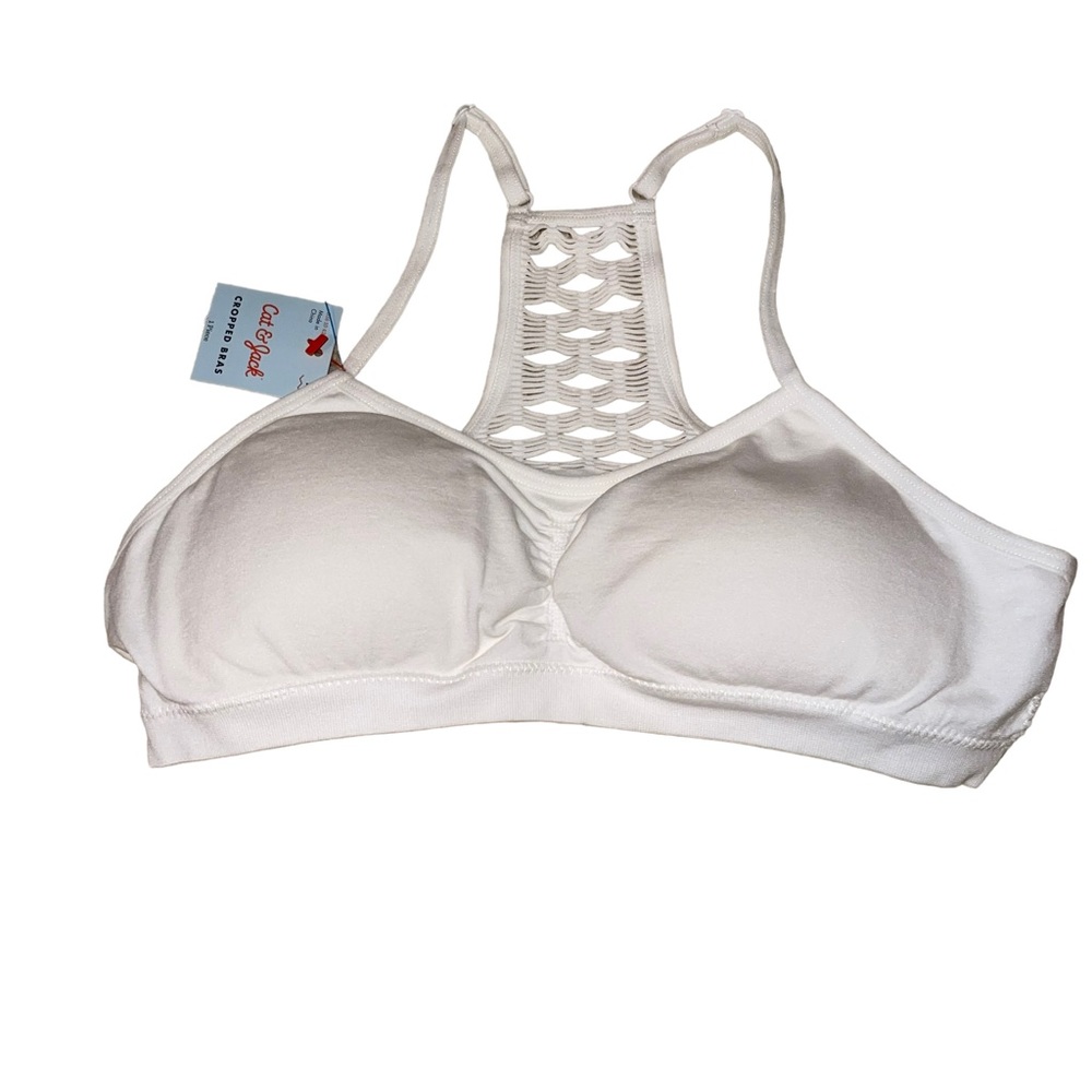 Cat & Jack Girls Bra Sports Bra Razor Back New With Tags White Size Large